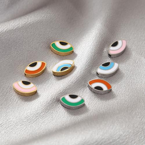 Koraliki biżuteria moda oko, Stal nierdzewna 304, DIY & emalia, dostępnych więcej kolorów, 13x8mm, sprzedane przez PC