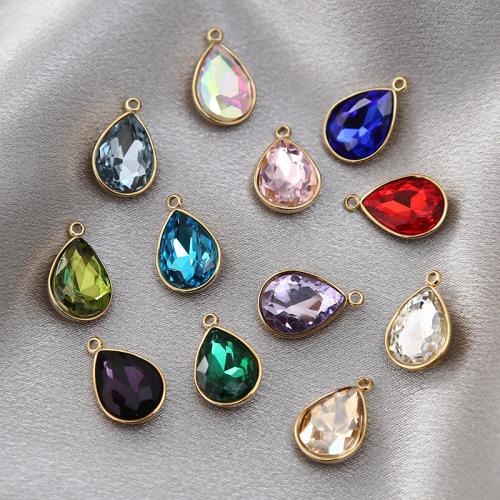 Crystal Pendants 304 Stainless Steel with Crystal Teardrop DIY Sold By PC