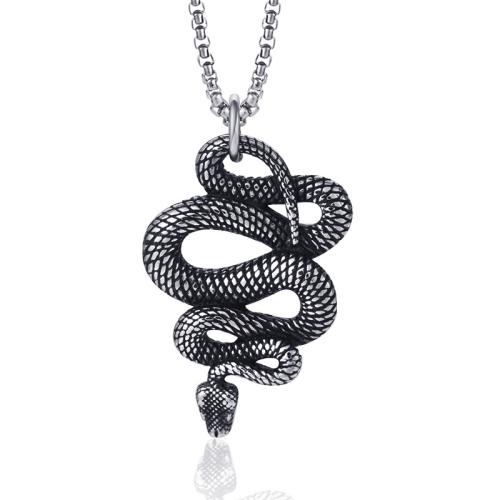 Rustfrit stål smykker halskæde, 304 rustfrit stål, Snake, punk stil & forskellige stilarter for valg, flere farver til valg, Solgt af PC