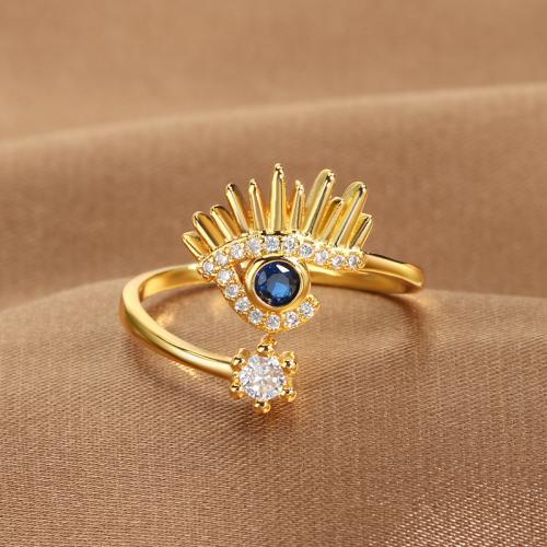 Rhinestone Finger Ring Brass gold color plated & for woman & with rhinestone Sold By PC