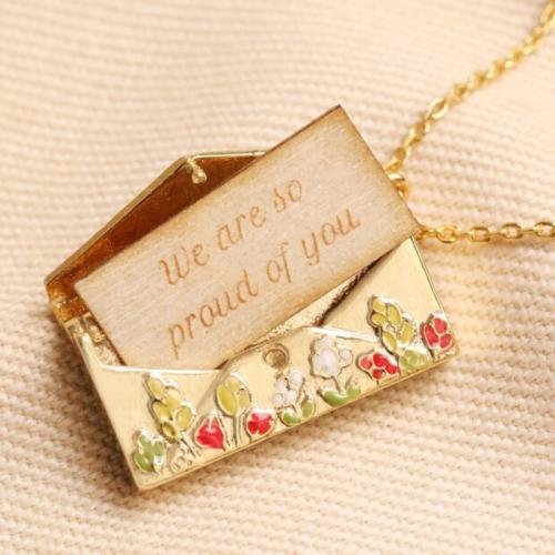 Brass Necklace with 5CM extender chain Envelope plated for woman & enamel Length 40  Sold By PC