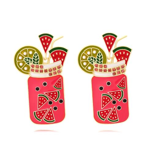 Zinc Alloy Drop Earrings plated fashion jewelry & enamel & with rhinestone multi-colored nickel lead & cadmium free Sold By Pair