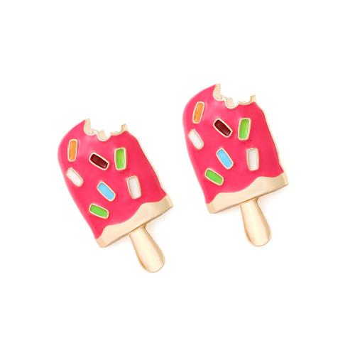 Zinc Alloy Stud Earring Ice Cream plated fashion jewelry & enamel multi-colored nickel lead & cadmium free Sold By Pair