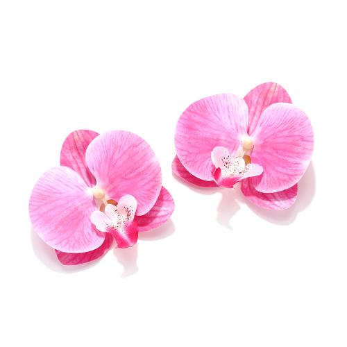 Earring Jewelry Plastic with Polyester Flower fashion jewelry Sold By Pair