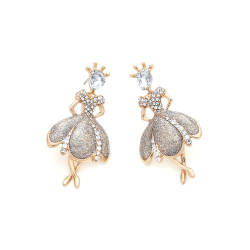 Zinc Alloy Stud Earring Girl plated fashion jewelry & with rhinestone nickel lead & cadmium free Sold By Pair