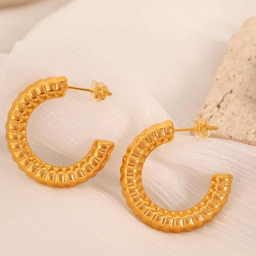 Titanium Steel  Earring plated fashion jewelry golden Sold By Pair