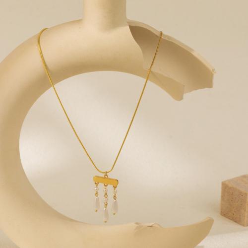 Collier de perles en plastique, alliage de zinc, avec perle de plastique, avec 7cm chaînes de rallonge, bijoux de mode & pour femme, Or, Longueur 40 cm, Vendu par PC