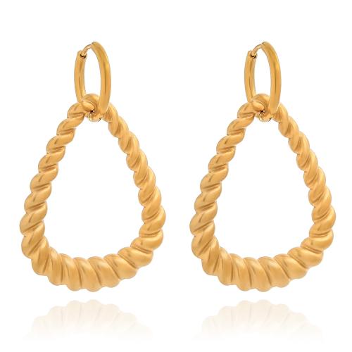 Huggie Hoop Drop Earring 316 Stainless Steel plated for woman golden Sold By Pair