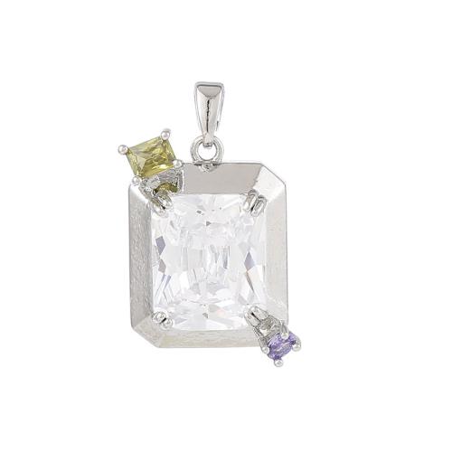 Cubic Zirconia Micro Pave Brass Pendant with Plastic Pearl plated DIY & micro pave cubic zirconia & enamel Sold By PC