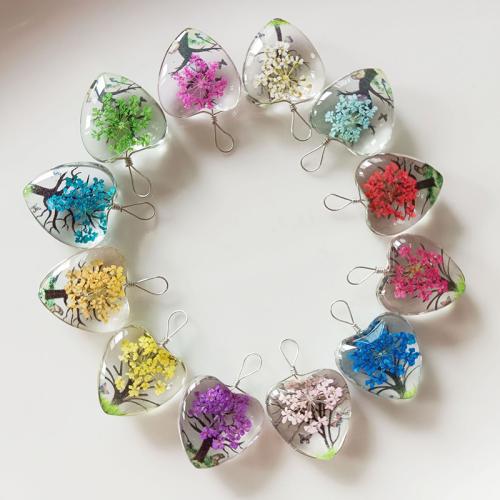 Bijoux de fleurs séchées pressées, alliage de zinc, avec Fleurs séchées & verre, DIY, plus de couleurs à choisir, 25mm, Vendu par PC