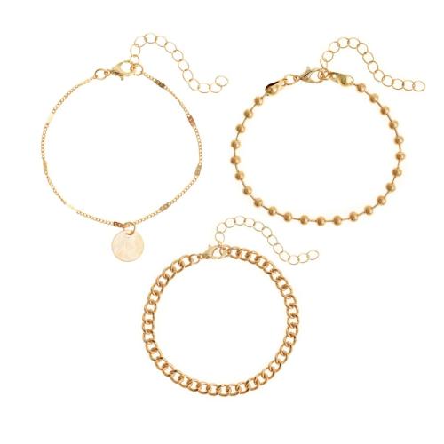 Zinc Alloy Bracelet handmade 3 pieces & for woman golden Length Approx 18-30 cm Sold By Set