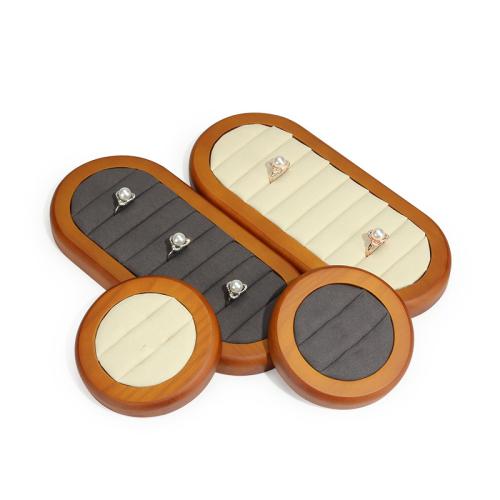 Wood Ring Display Microfiber PU with Wood Sold By PC
