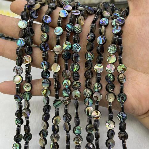 Abalone Shell korálky, Flat Round, módní šperky & DIY & různé velikosti pro výběr, multi-barevný, Prodáno za Cca 39 cm Strand