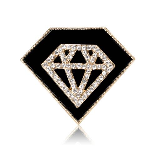 Zinc Alloy Brocher, Diamant, forgyldt, mode smykker & for kvinde & emalje & med rhinestone, flere farver til valg, nikkel, bly & cadmium fri, 37x30mm, Solgt af PC