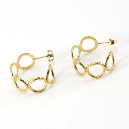 Stainless Steel Stud Earrings 304 Stainless Steel fashion jewelry & for woman golden Sold By Pair
