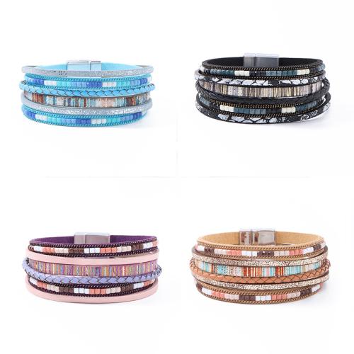 PU Leather Cord Bracelets with Magnet fashion jewelry & multilayer & Unisex Length Approx 19.5 cm Sold By PC