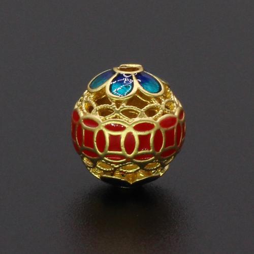 Brass Jewelry Beads gold color plated DIY & enamel mixed colors nickel lead & cadmium free Sold By PC