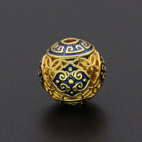 Zinc Alloy Jewelry Beads gold color plated DIY & enamel nickel lead & cadmium free 10mm Sold By PC