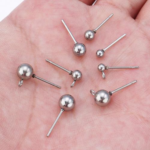 Stainless Steel Earring Stud Component 304 Stainless Steel silver color plated DIY Sold By Bag