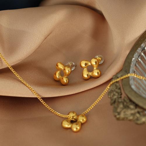 Jewelry Sets Titanium Steel Flower plated fashion jewelry golden Sold By PC