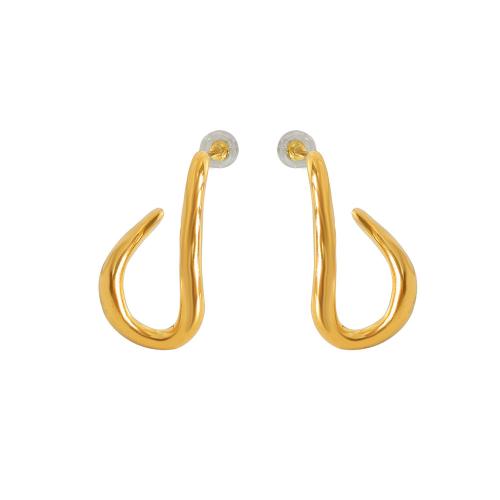Titanium Staal Earring, plated, mode sieraden, gouden, 12x23mm, Verkocht door pair