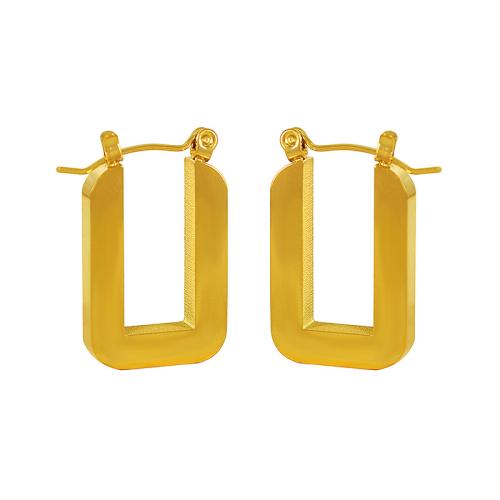 Titanium Staal Earring, plated, mode sieraden, gouden, 16x26mm, Verkocht door pair