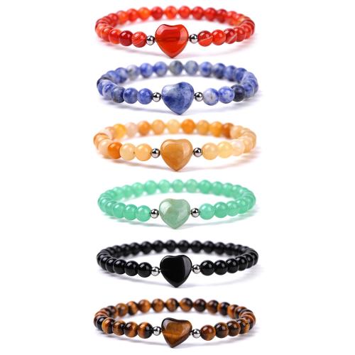 Gemstone Bracelets with Lava & 304 Stainless Steel fashion jewelry  Length 18.5 cm Sold By PC