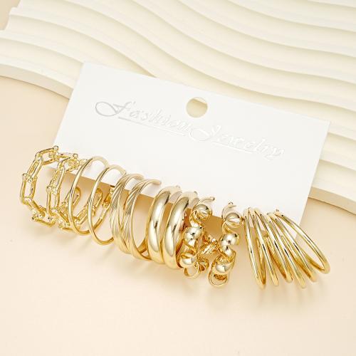 Cink Alloy Naušnice, 6 komada & modni nakit & za žene, zlato, Prodano By Set