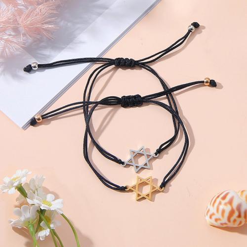 Fashion Create Wax Cord Bracelets 304 Stainless Steel with Wax Cord handmade 2 pieces & for woman Length Approx 16-28 cm Sold By Set