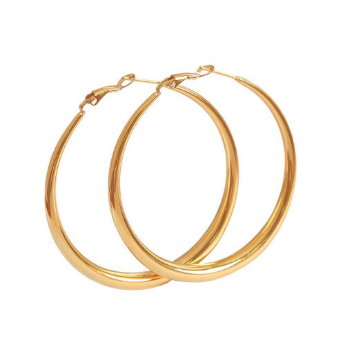 Titanium Staal Earring, mode sieraden, gouden, 57x58mm, Verkocht door pair