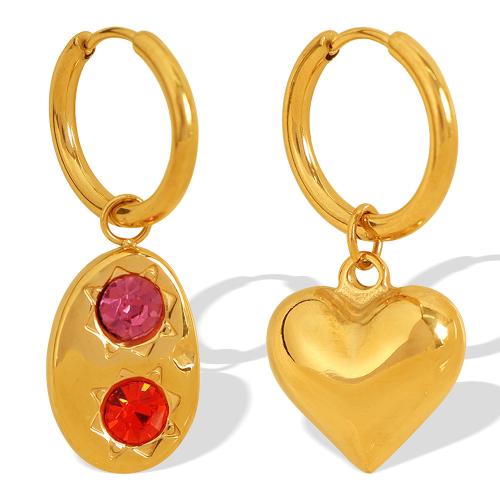 Titanium Staal Earring, plated, mode sieraden & verschillende ontwerpen voor de keuze & met strass, gouden, Verkocht door pair