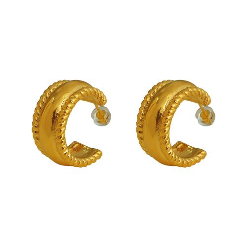 Titanium Staal Earring, plated, mode sieraden, gouden, 23x23mm, Verkocht door PC