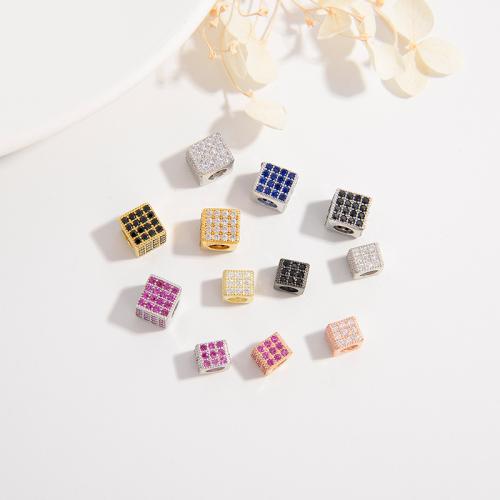Spacer Beads Jewelry 925 Sterling Silver Square DIY & micro pave cubic zirconia Sold By PC