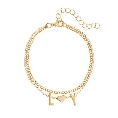 Bracelet de cheville en alliage de zinc, styles différents pour le choix & pour femme, doré, Longueur Environ 18-32 cm, Vendu par PC