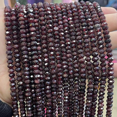 Naturlig granat pärlor, Garnet, Abacus, mode smycken & DIY & fasetterad, granat, 4x6mm, Såld Per Ca 38 cm Strand