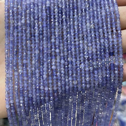 Gemstone smykker perler, Tanzanit, Abacus, mode smykker & du kan DIY & facetteret, blå, 2x3mm, Solgt Per Ca. 38 cm Strand