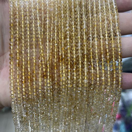 Naturlig krystal perler, Citrin, Abacus, mode smykker & du kan DIY & forskellig størrelse for valg & facetteret, gul, Solgt Per Ca. 38 cm Strand