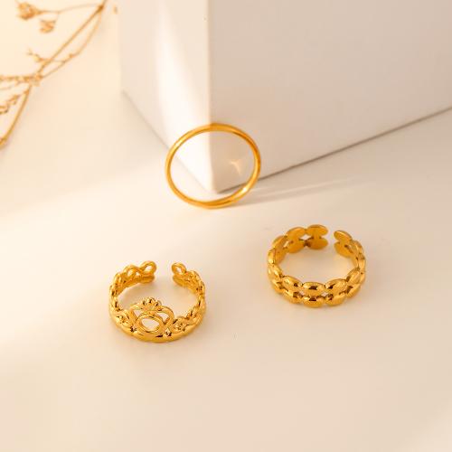 Rozsdamentes acél Finger Ring, 304 rozsdamentes acél, három darab & divat ékszerek & a nő, aranysárga, Által értékesített Set