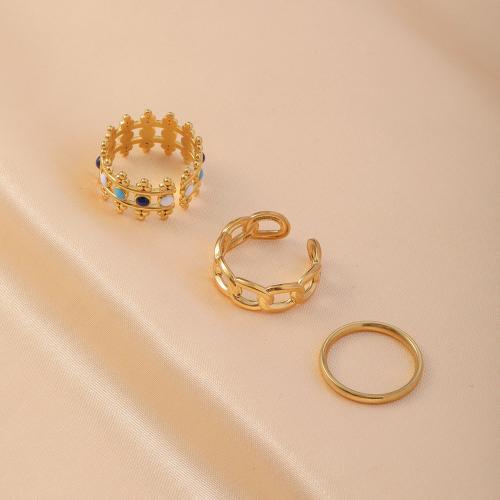 Vinger Ring in edelstaal, 304 roestvrij staal, drie stuks & mode sieraden & voor vrouw, gouden, Verkocht door Stel