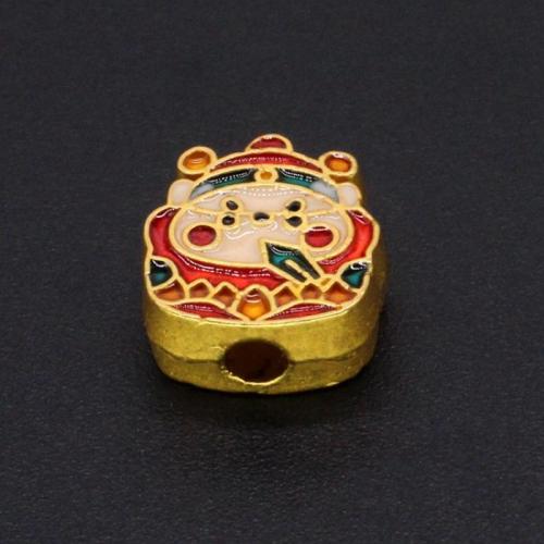 Zinc Alloy Jewelry Beads God of Wealth gold color plated DIY & enamel red nickel lead & cadmium free Sold By PC