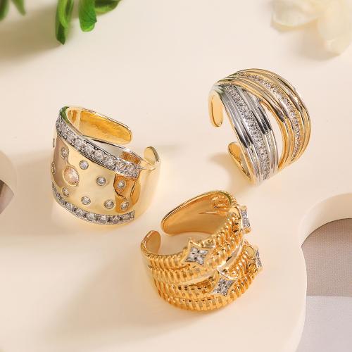 Cubi Circonia Micro Pave anello in ottone, placcato, gioielli di moda & diversi modelli per la scelta & Micro spianare cubic zirconia, dorato, assenza di nichel,piombo&cadmio, Venduto da PC
