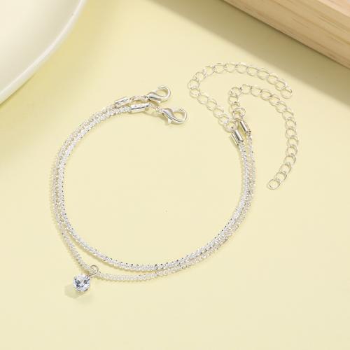 Zinc Alloy Anklet with Crystal 2 pieces & fashion jewelry & for woman Sold By Set