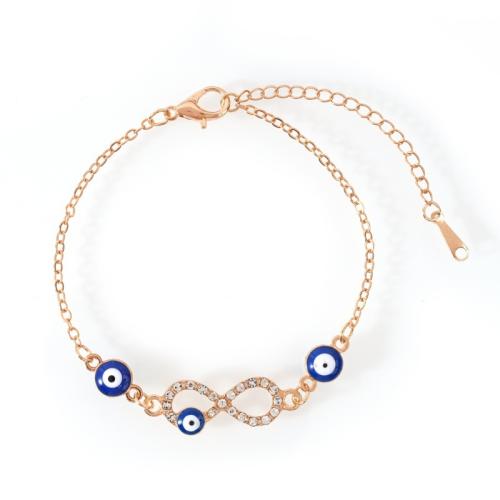 Zinc Alloy Anklet with 5cm extender chain & for woman & enamel & with rhinestone golden Length 18 cm Sold By PC