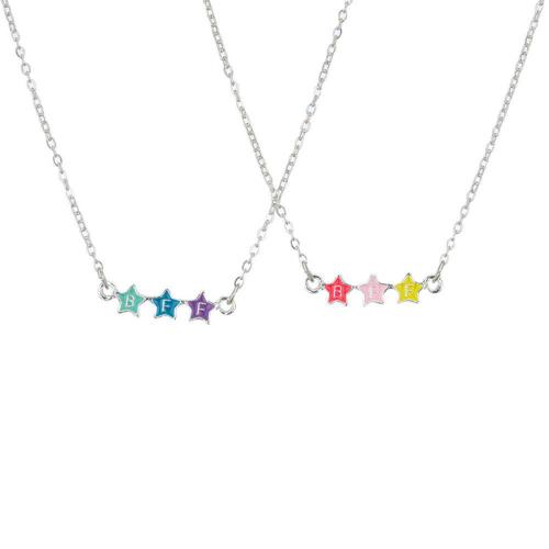 Zinc Alloy Children Necklace with 5cm extender chain 2 pieces & for children & enamel multi-colored Length 40 cm Sold By Set