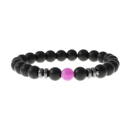 Gemstone Bracelets Natural Stone with Elastic Thread & 304 Stainless Steel plated for man Length Approx 6-10 cm Sold By PC