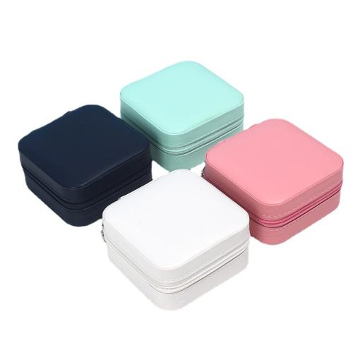 Caja de joyería multifuncional, Cuero de PU, Portátil & Sostenible, más colores para la opción, 100x100x50mm, Vendido por UD
