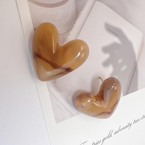Resin Earring Heart fashion jewelry & for woman Sold By Pair