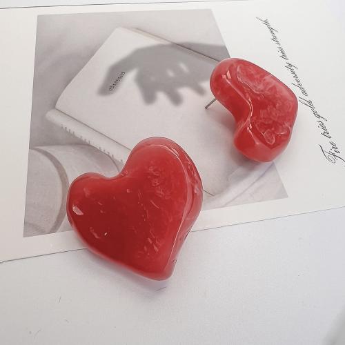 Resin Earring Heart fashion jewelry & for woman Sold By Pair
