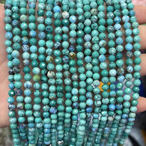 Turkos pärlor, Natural Turquoise, Rund, mode smycken & DIY & olika storlek för val & fasetterad, grön, Såld Per Ca 38 cm Strand