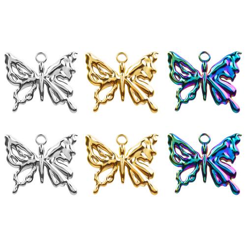 Stainless Steel Animal Pendants 304 Stainless Steel Butterfly Vacuum Ion Plating fashion jewelry & DIY & hollow Sold By PC